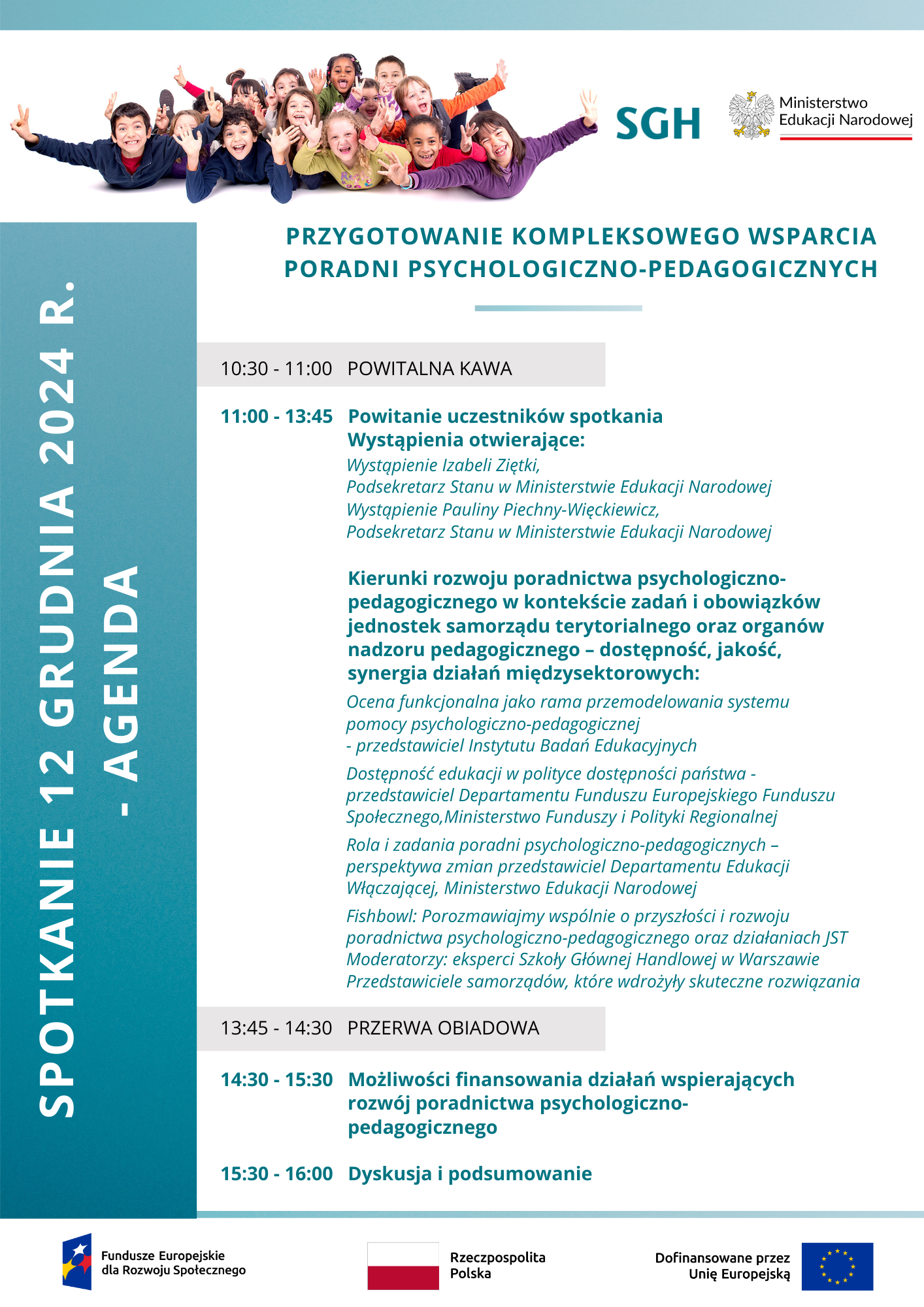 Agenda spotkania w godzinach 11:00 do 16:00